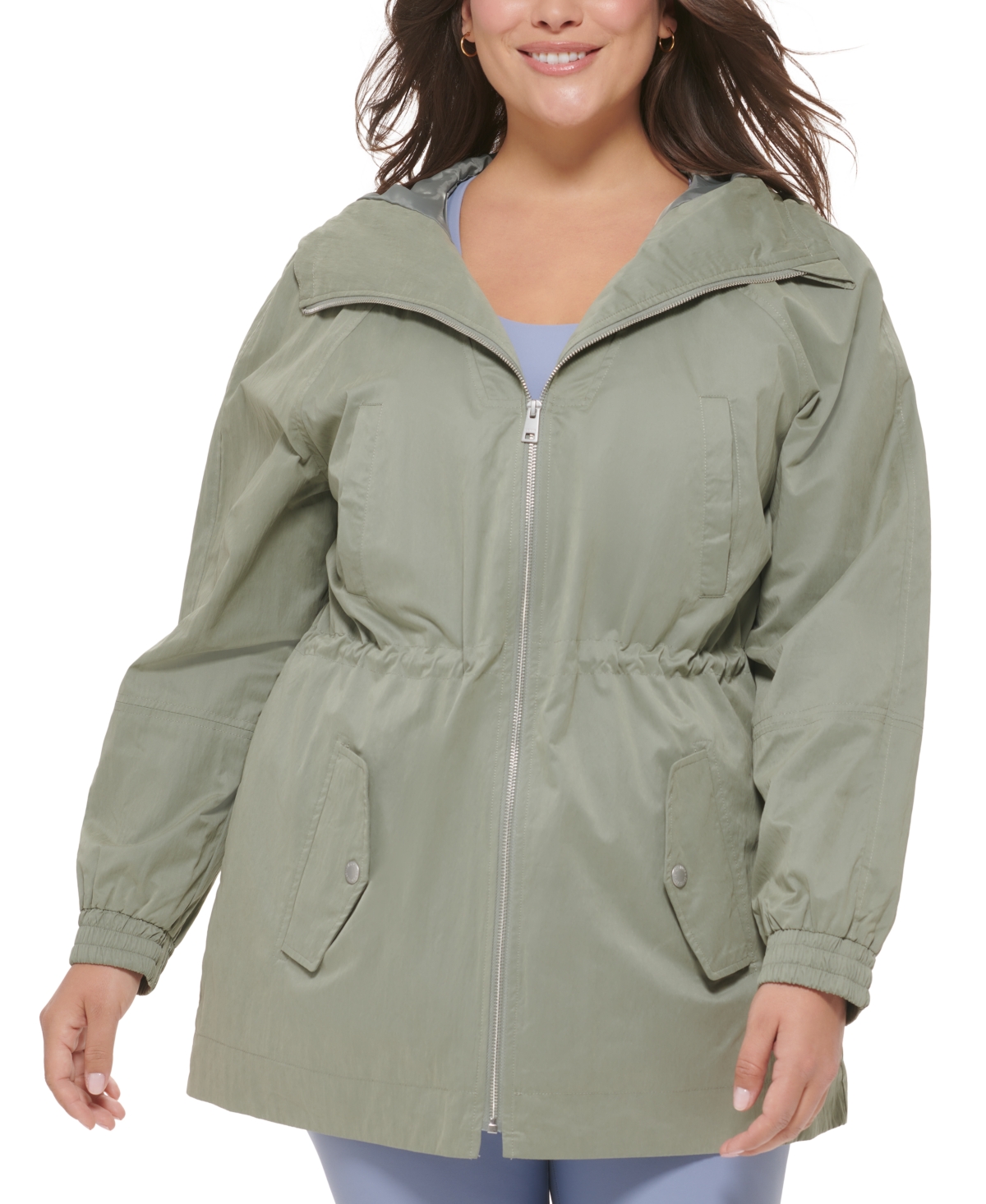 Levi's Plus Size Zip-front Long-sleeve Hooded Parka In Sea Green