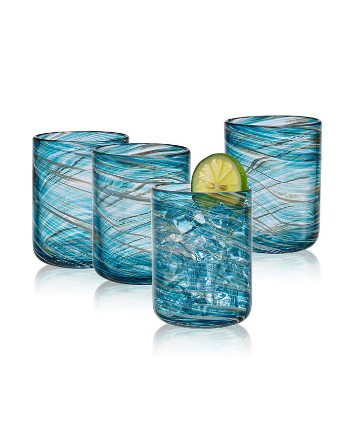 Mikasa Color Swirl 15 Ounce Double Old Fashion Drinking Glass 4Piece