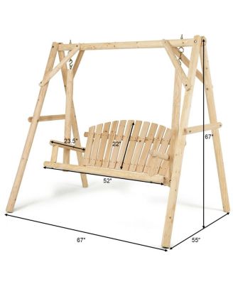 A-Frame Wooden Porch Swing Outdoor garden rural Torched