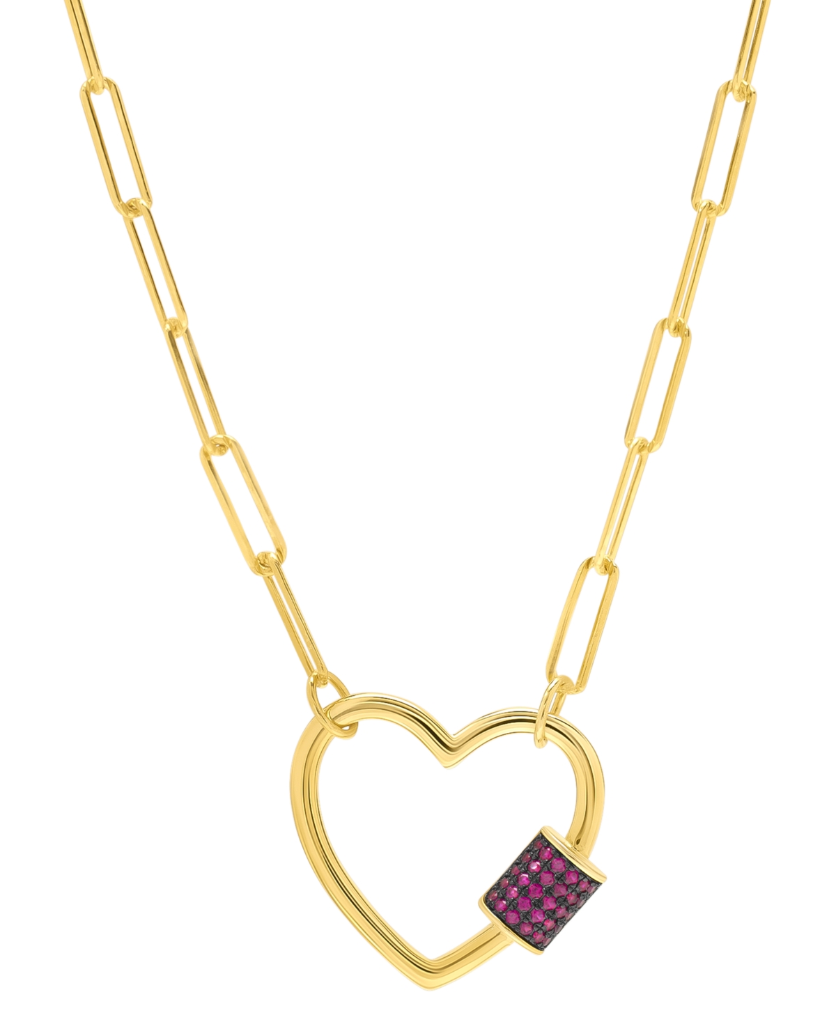 Macy's Lab-grown Pink Sapphire Cylindrical Cluster 18" Pendant Necklace (1/3 Ct. T.w.) In 14k Gold-plated S
