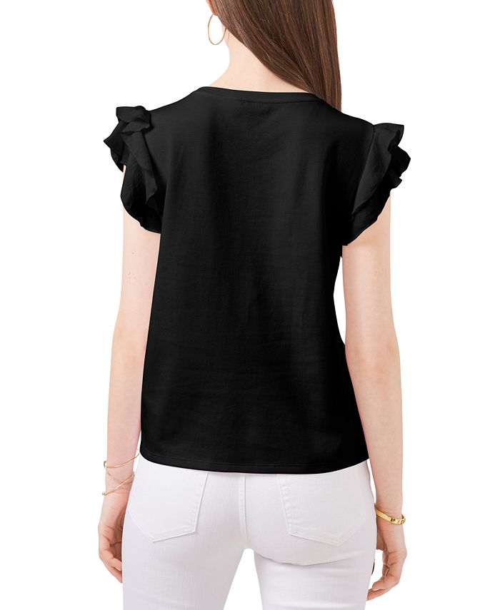 Vince Camuto Women's Tiered Ruffled-Sleeve T-Shirt - Macy's