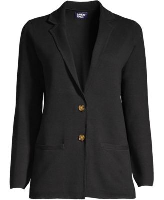 Women's Fine Gauge Cotton Button Front Blazer Sweater