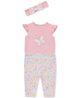 Baby Shark 3-Piece Outfit Set For Girls - Bodysuit, Pants & Headband