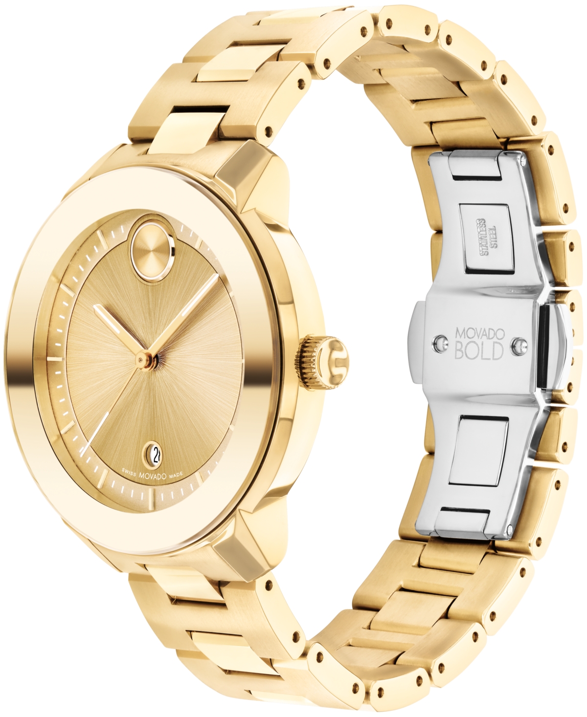 Shop Movado Women's Bold Verso Swiss Quartz Ionic Plated Gold-tone Steel Watch 38mm