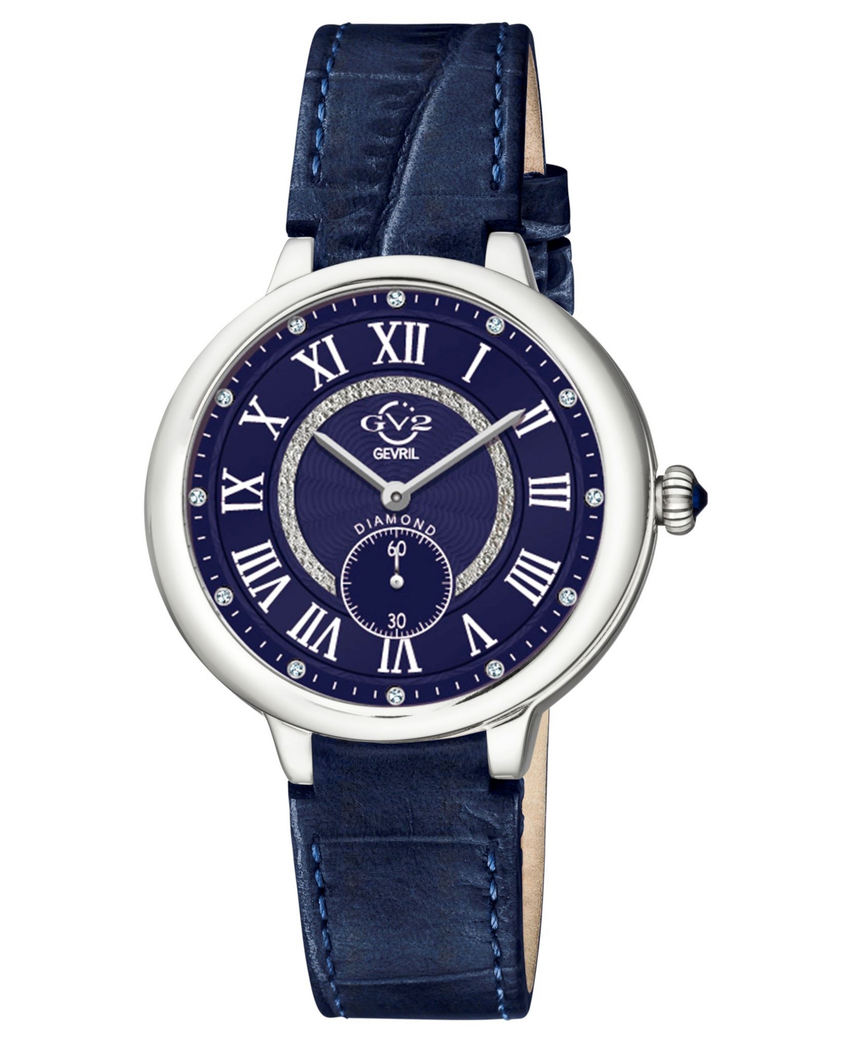 Gv2 By Gevril Women's Rome Swiss Quartz Blue Leather Watch 36mm In Silver