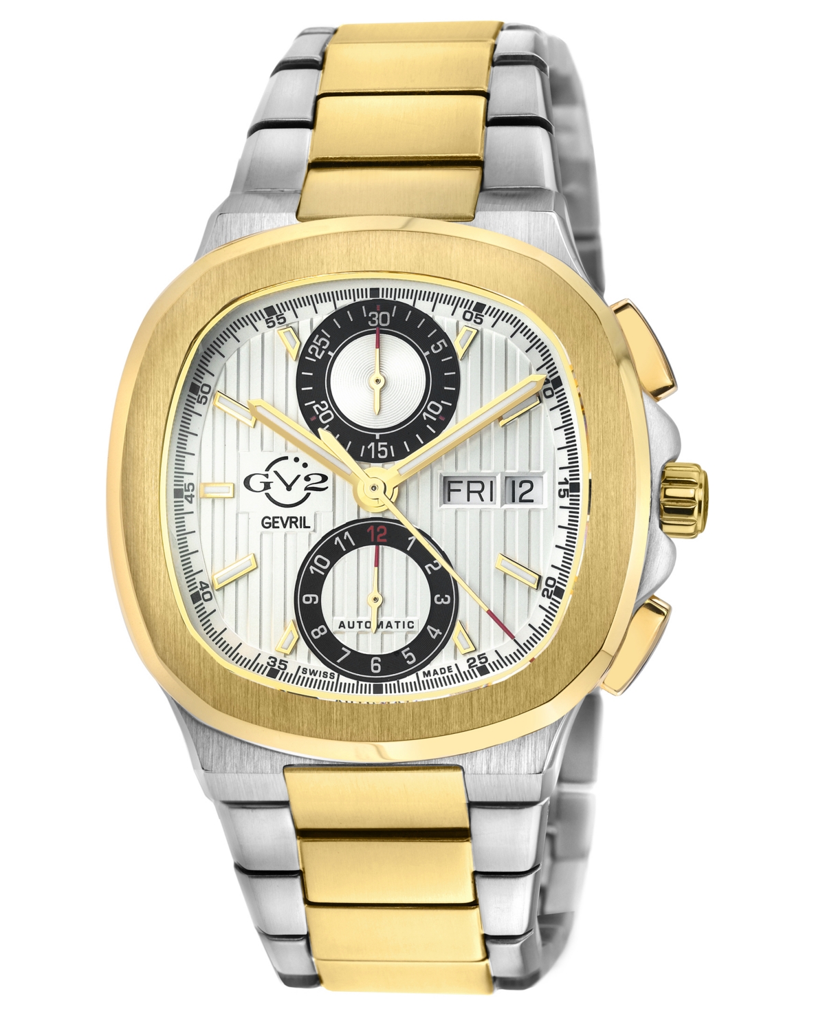 Gv2 By Gevril Men's Potente Chronograph Swiss Automatic Two-tone Stainless Steel Watch 40mm In Silver