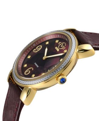 Women's Ravenna Swiss Quartz Maroon Leather Watch 37mm