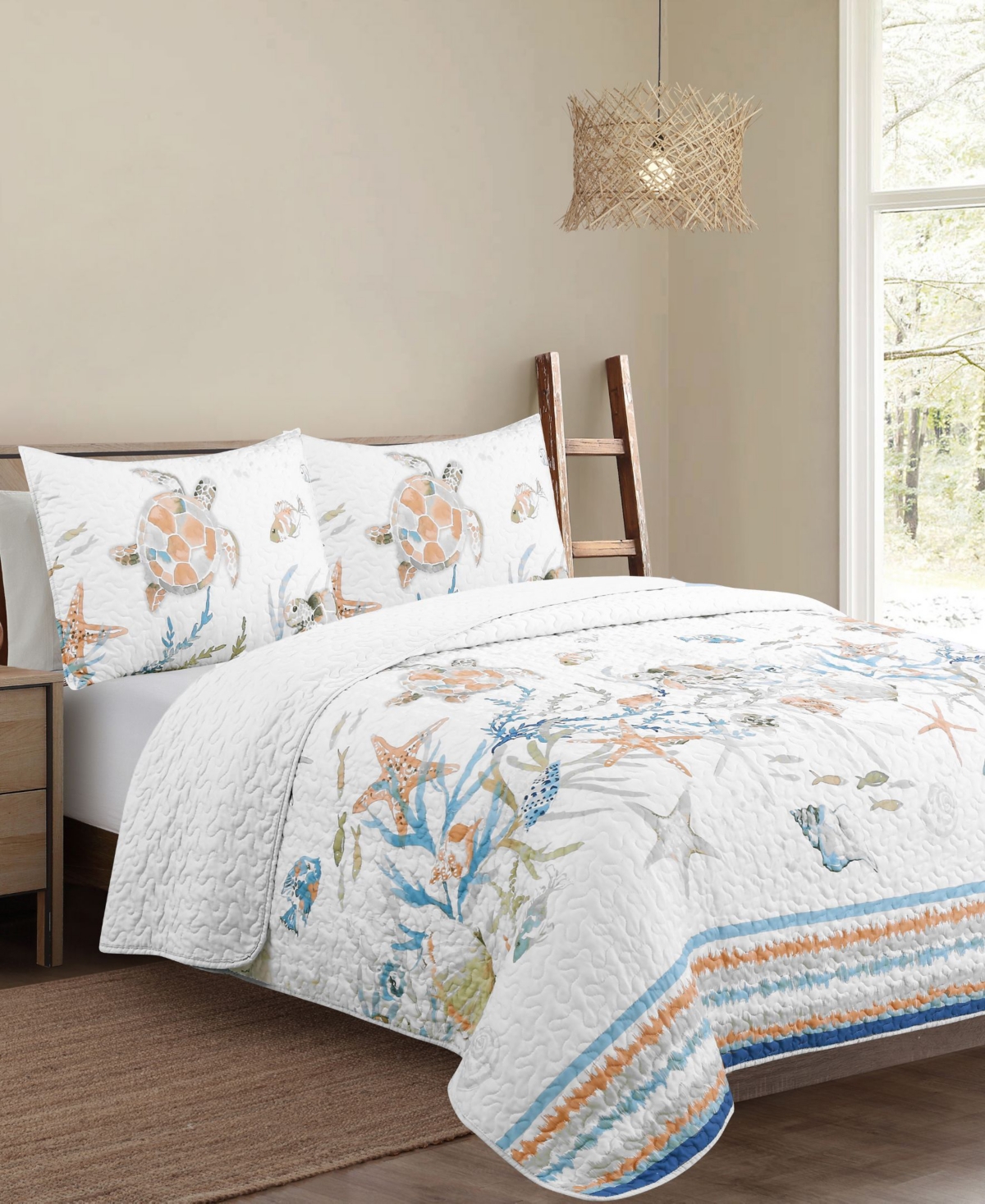 Elise And James Home Topsail Turtle Coastal 2-piece Quilt Set, Twin In Multi
