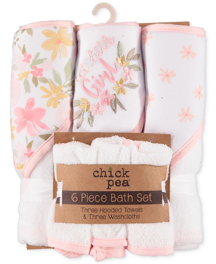 Chickpea Baby Girls Hooded Bath Towel and Washcloth, 6 Piece Set Macy's