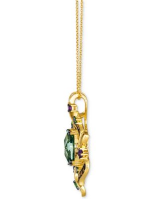 Crazy Collection&reg; Multi-Gemstone (5-1/5 ct. t.w.) & Diamond (1/2 ct. t.w.) Cluster Pendant Necklace in 14k Gold, 18" + 2" extender