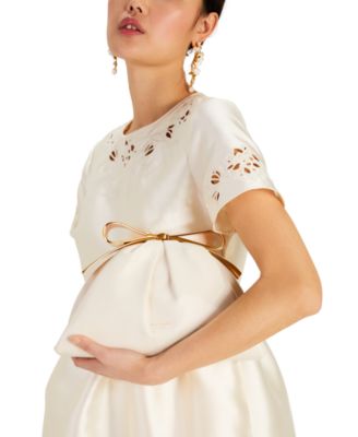 kate spade new york Medium Bridal Pearlized Leather Bow Frame Clutch