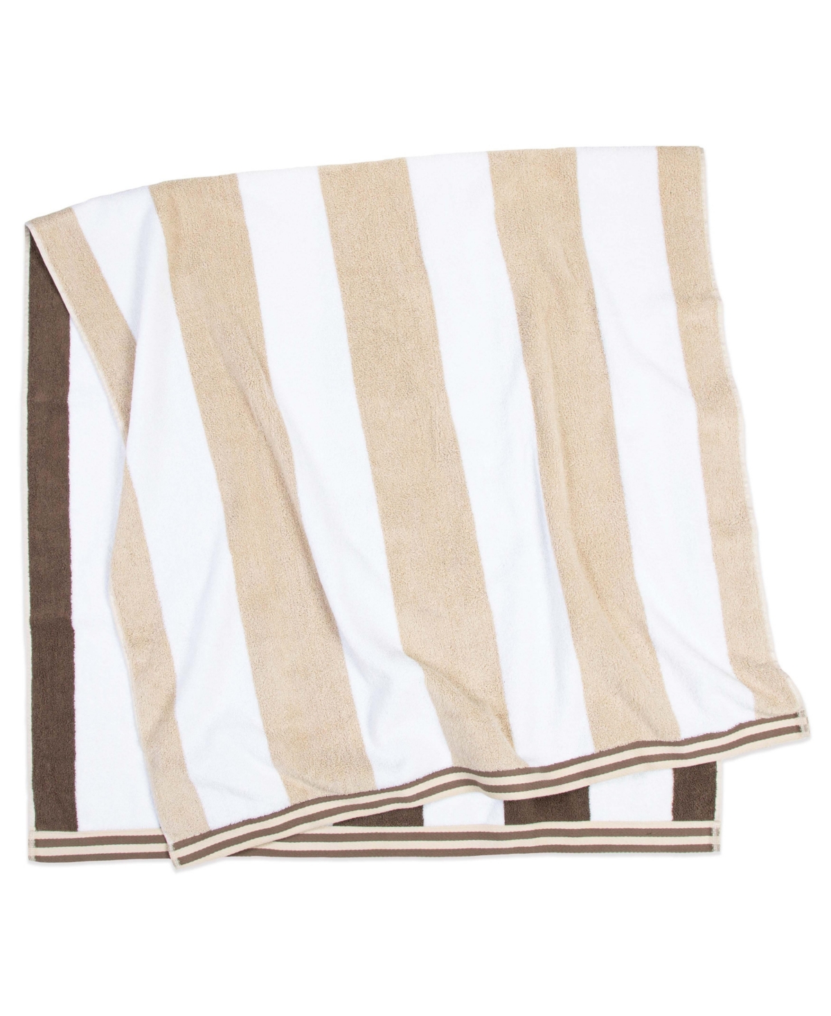 Aston And Arden Reversible Luxury Beach Towel (35x70 In., 600 Gsm), Striped Color Options, Oversized, Thick, Soft Ri In Brown/beige