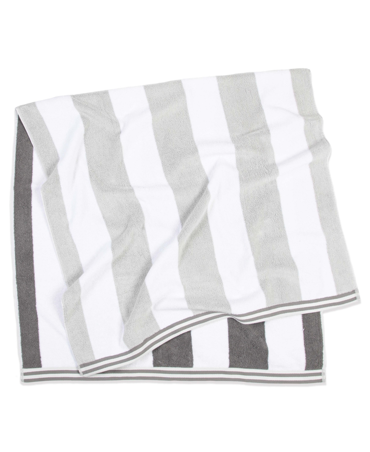 Aston And Arden Reversible Luxury Beach Towel (35x70 In., 600 Gsm), Striped Color Options, Oversized, Thick, Soft Ri In Light Grey/dark Grey