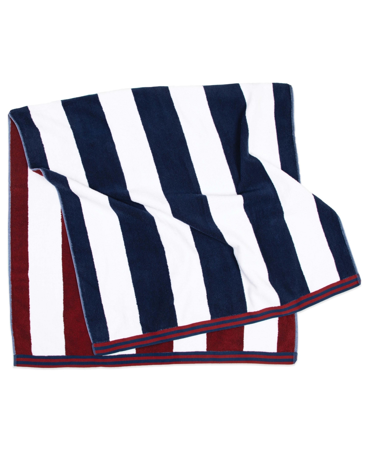 Aston And Arden Reversible Luxury Beach Towel (35x70 In., 600 Gsm), Striped Color Options, Oversized, Thick, Soft Ri In Navy/maroon