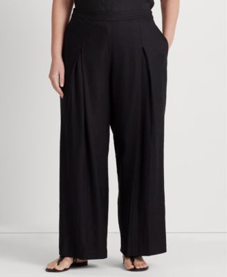 Lauren Ralph Lauren - Plus Size High-Rise Wide-Leg Pants