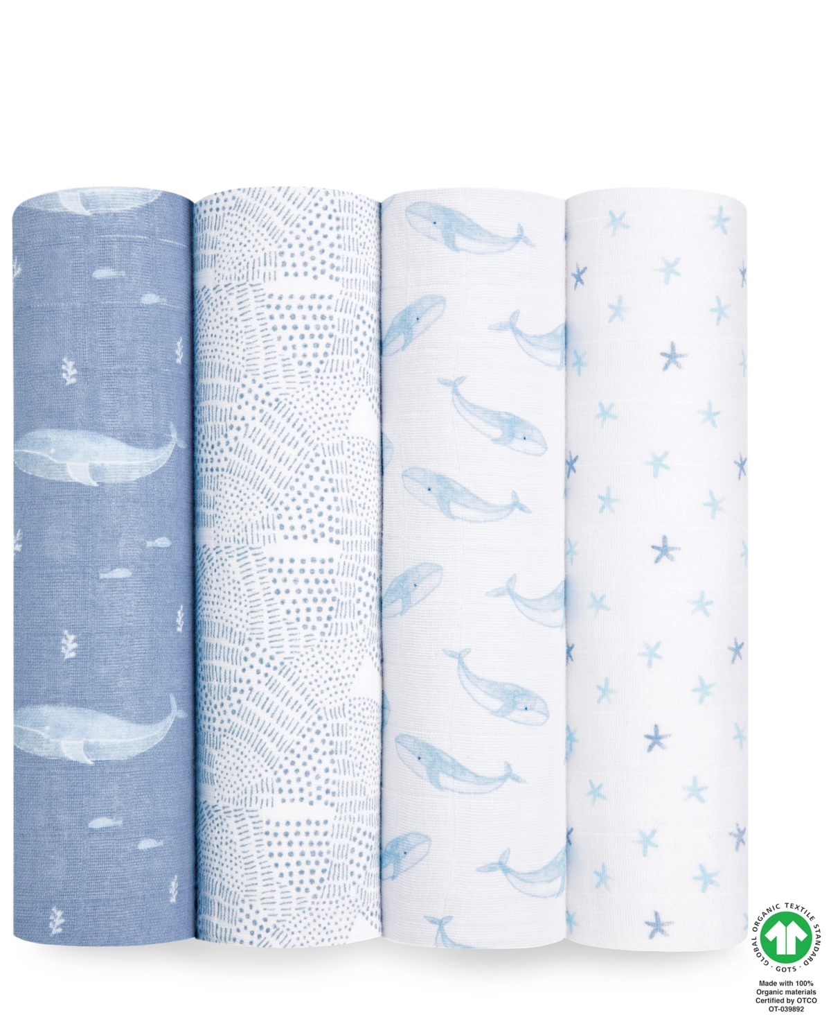 Aden By Aden + Anais Essentials Oceanic Muslin Swaddles, Pack Of 4 In Blue