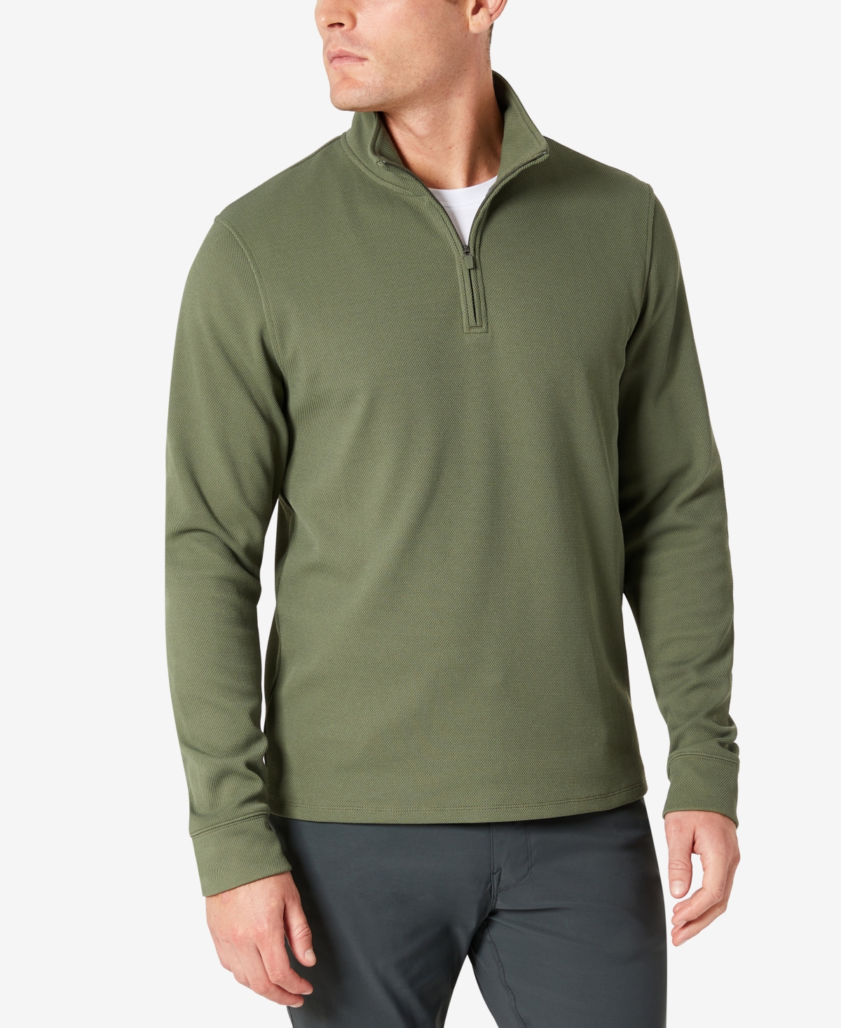 Kenneth Cole Men's Slim-fit Quarter-zip Knit Pullover In Dark Green
