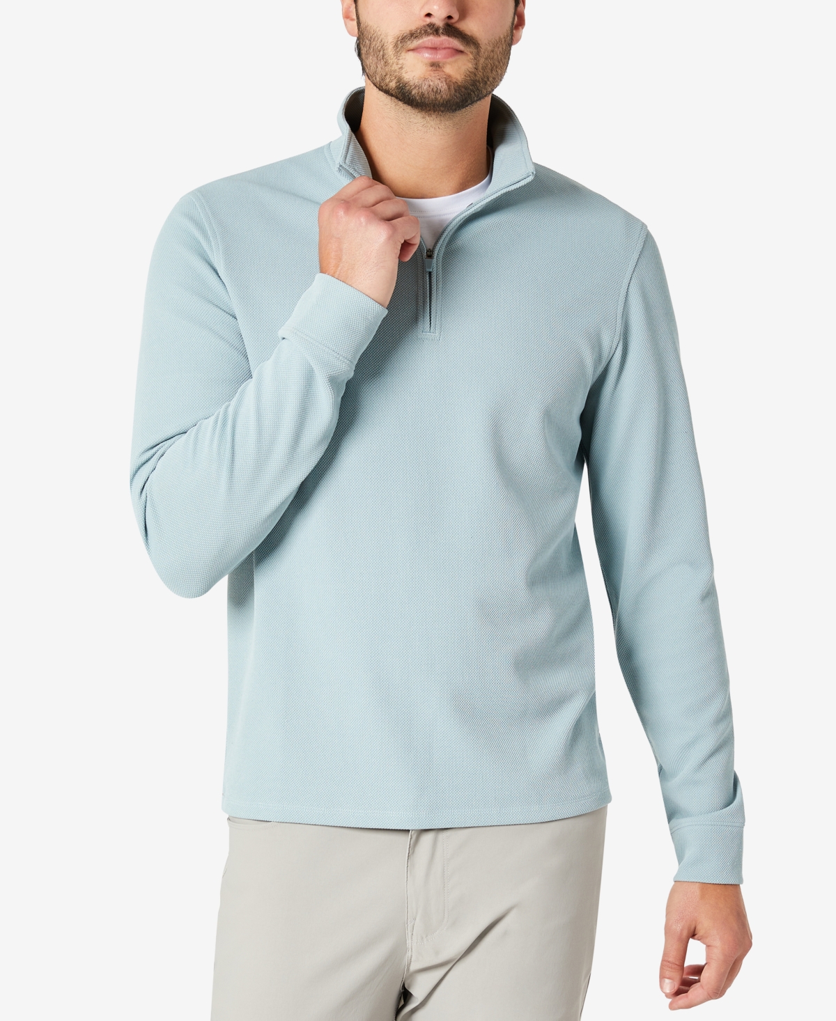 Kenneth Cole Men's Slim-fit Quarter-zip Knit Pullover In Faded Blue