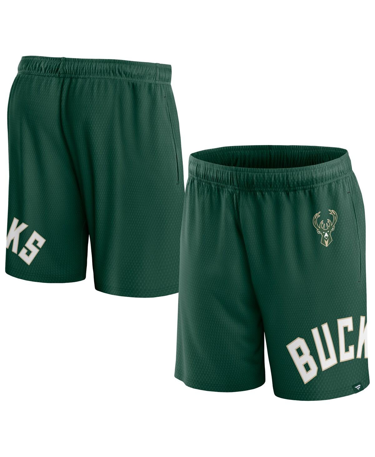 Shop Fanatics Men's  Hunter Green Milwaukee Bucks Free Throw Mesh Shorts
