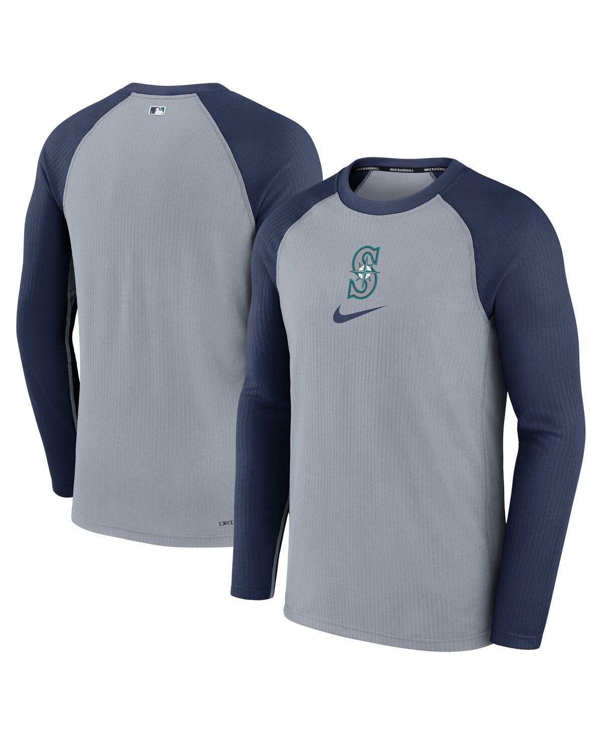 Nike Men's  Gray Seattle Mariners Authentic Collection Game Raglan Performance Long Sleeve T-shirt