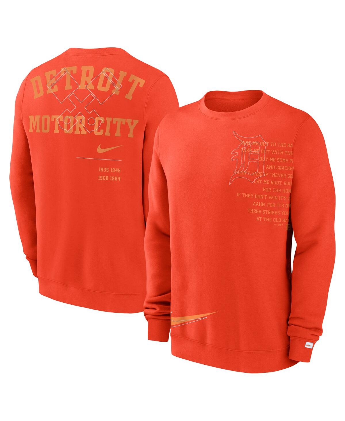 Nike Men's  Orange Detroit Tigers Statement Ball Game Fleece Pullover Sweatshirt