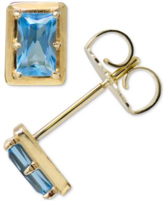 Anzie - Blue Topaz Stud Earrings in 14k Gold (Also in White Topaz)
