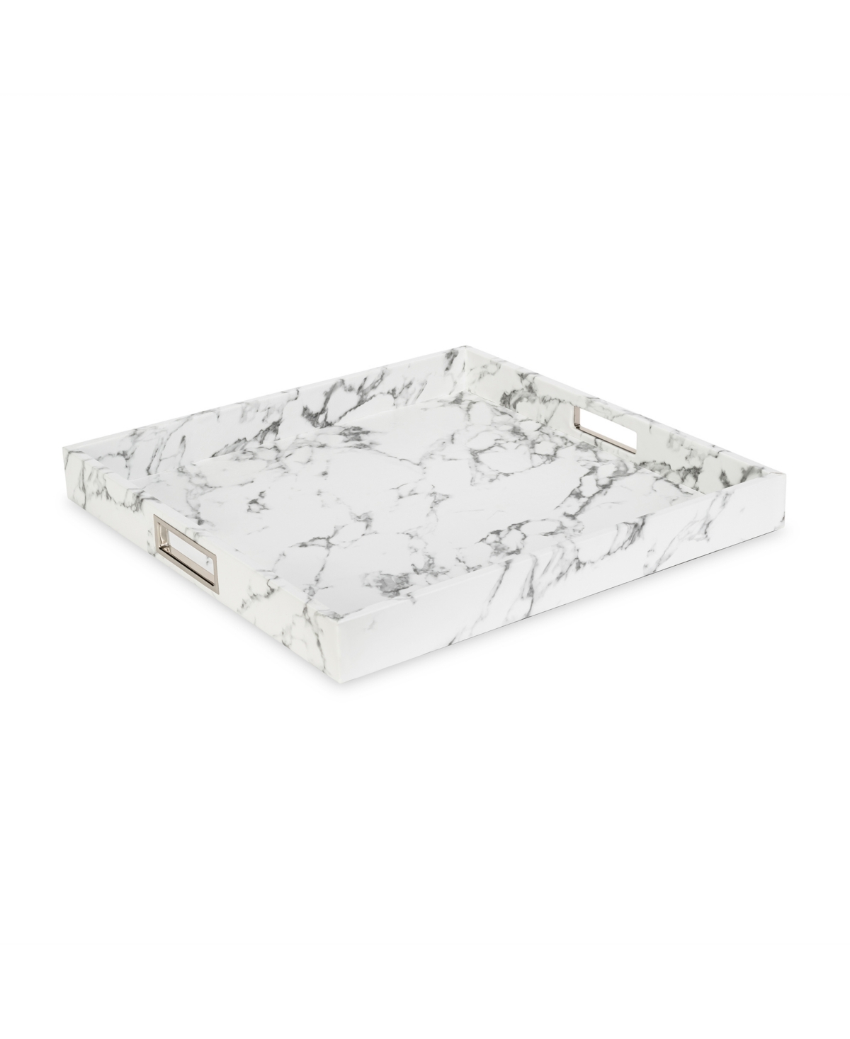 American Atelier Marble With Gold-tone Stainless Steel Handles Tray In White