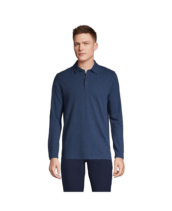 Lands' End Men's Tall Long Sleeve Coolmax Mesh Polo Shirt - Macy's
