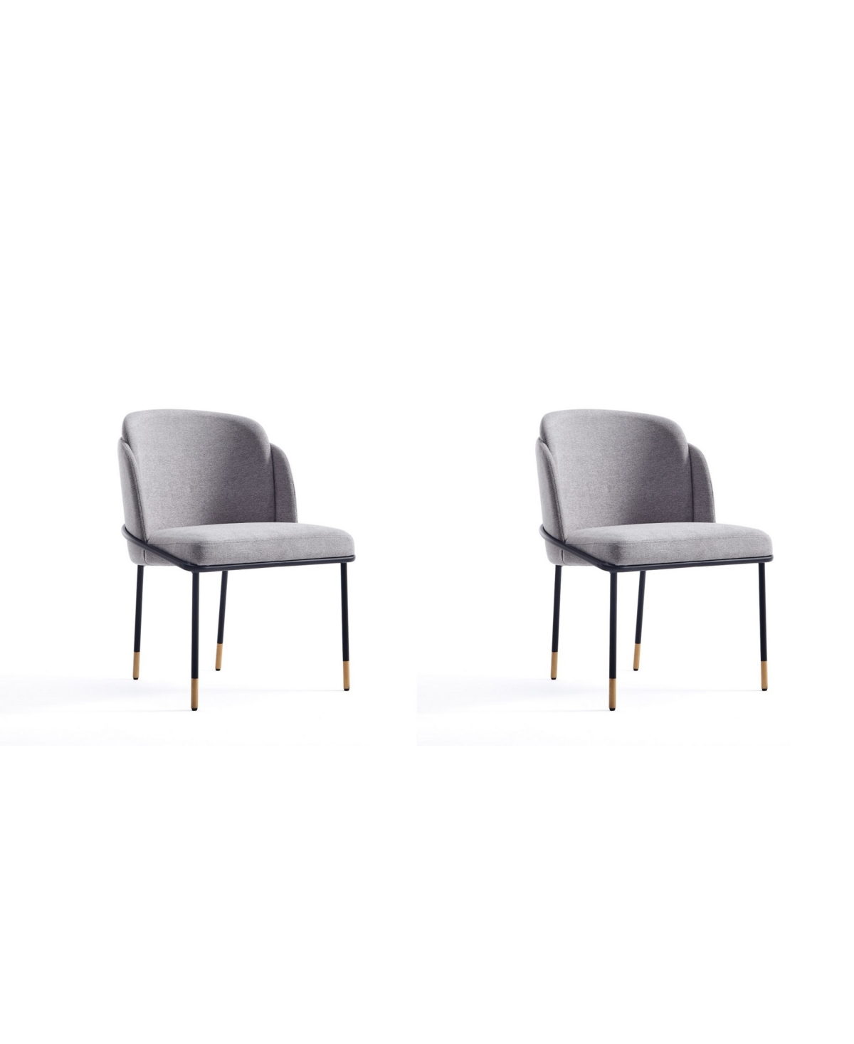 Manhattan Comfort Flor 2-piece Metal Upholstered Dining Chair Set In Gray