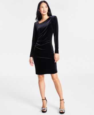 Macy's black velvet dress on sale