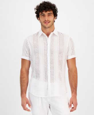 I.N.C. International Concepts - Men's Dillon Eyelet Short-Sleeve Shirt, Created for Macy's