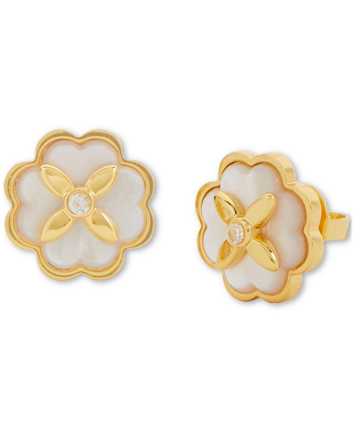 kate spade new york Gold-Tone Heritage Bloom Mother-of-Pearl Stud ...
