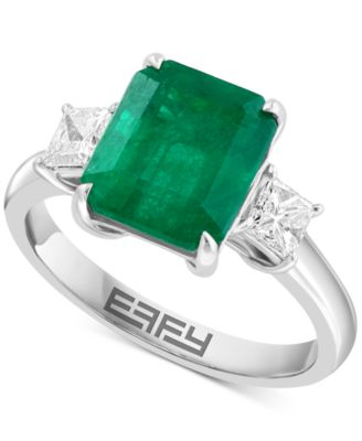 EFFY Collection - Emerald (2-7/8 ct. t.w.) & Diamond (1/2 ct. t.w.) Ring in 14k White Gold