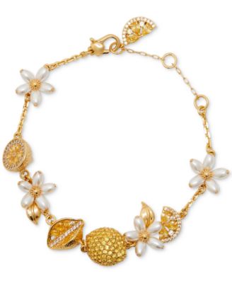 kate spade new york - Gold-Tone Mixed Stone Lemon & Flower Charm Bracelet