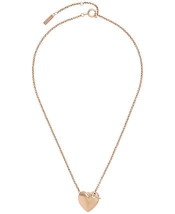 Olivia Burton 18K Rose Gold-Plated Knot Heart Necklace - Macy's