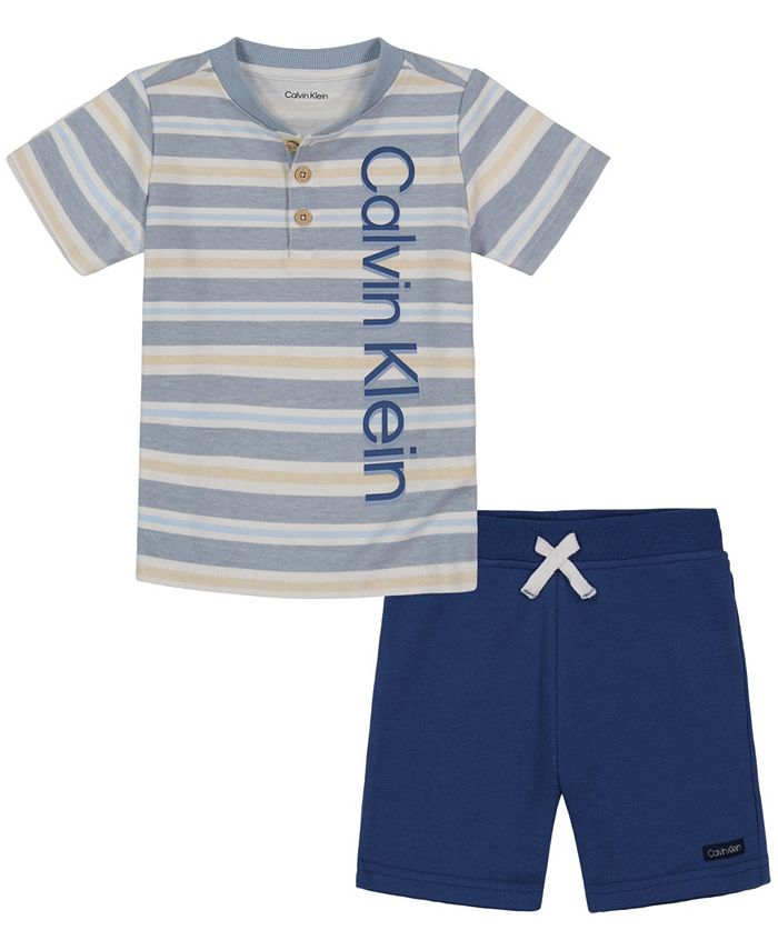 Calvin Klein Baby Boys Henley T Shirt and Shorts, 2 Piece Set - Macy's