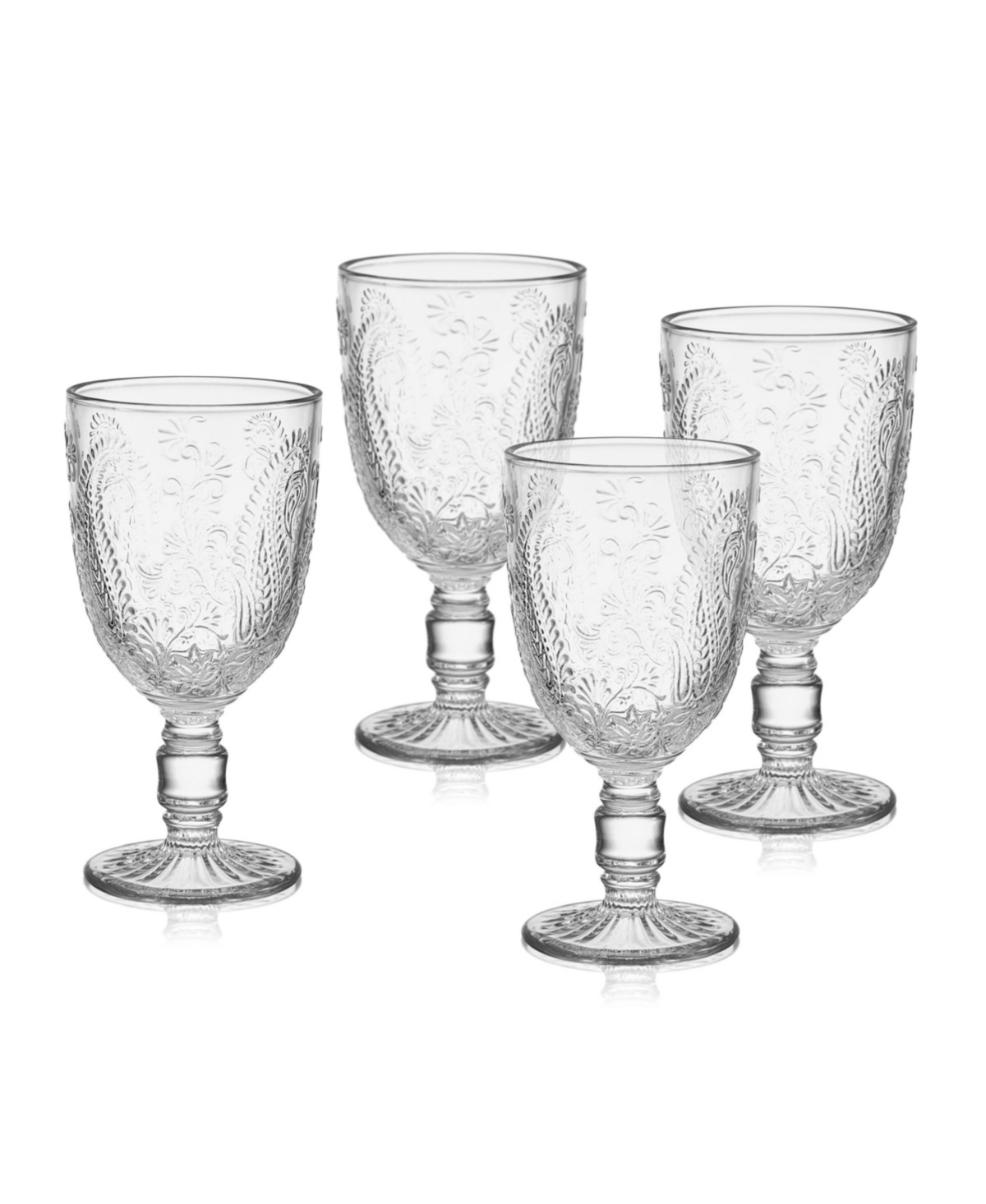 Fitz And Floyd Maddi 10-oz Goblet Glasses 4-piece Set In Clear