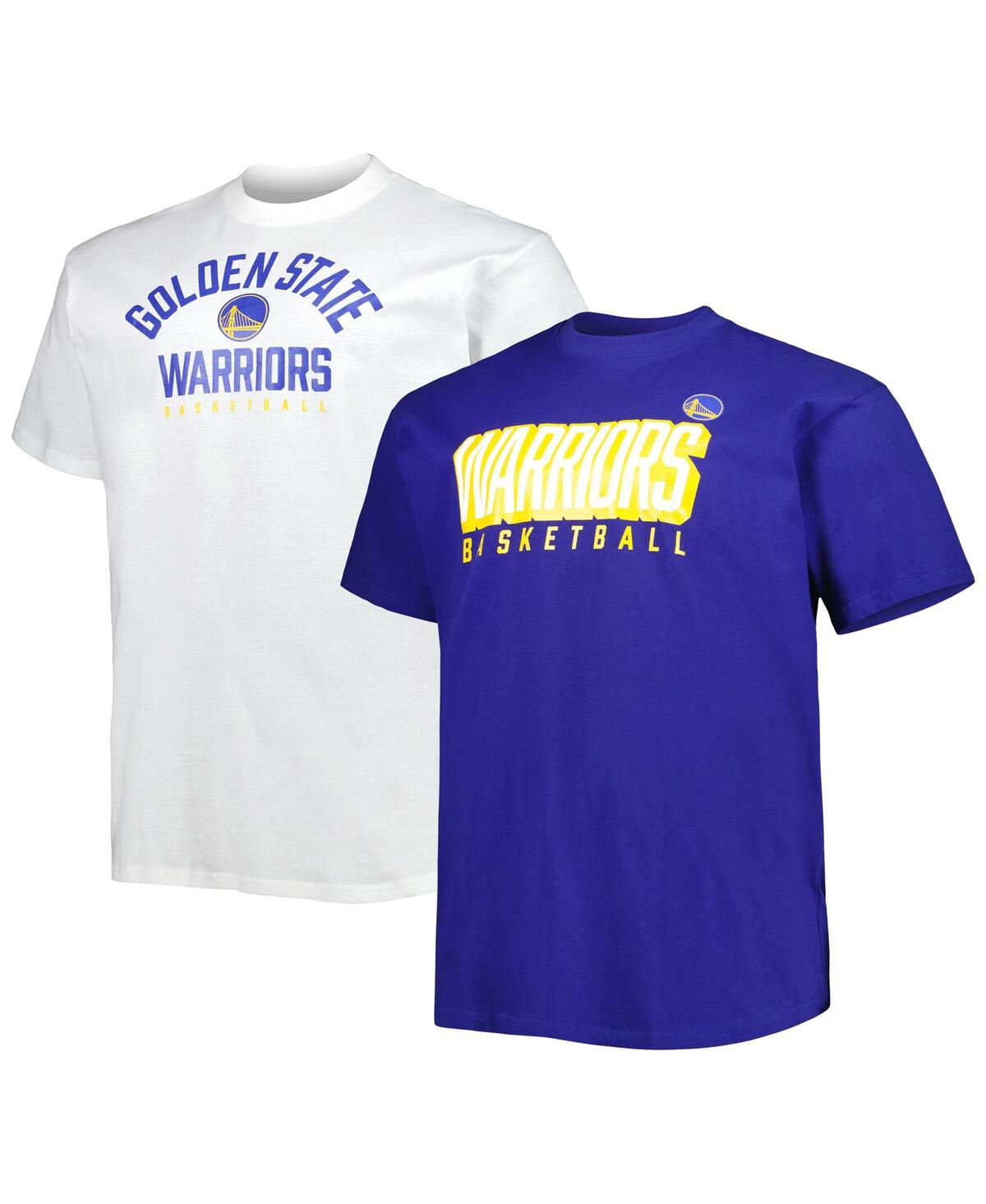 Fanatics Men's  Royal, White Golden State Warriors Big And Tall Two-pack T-shirt Set In Royal,white