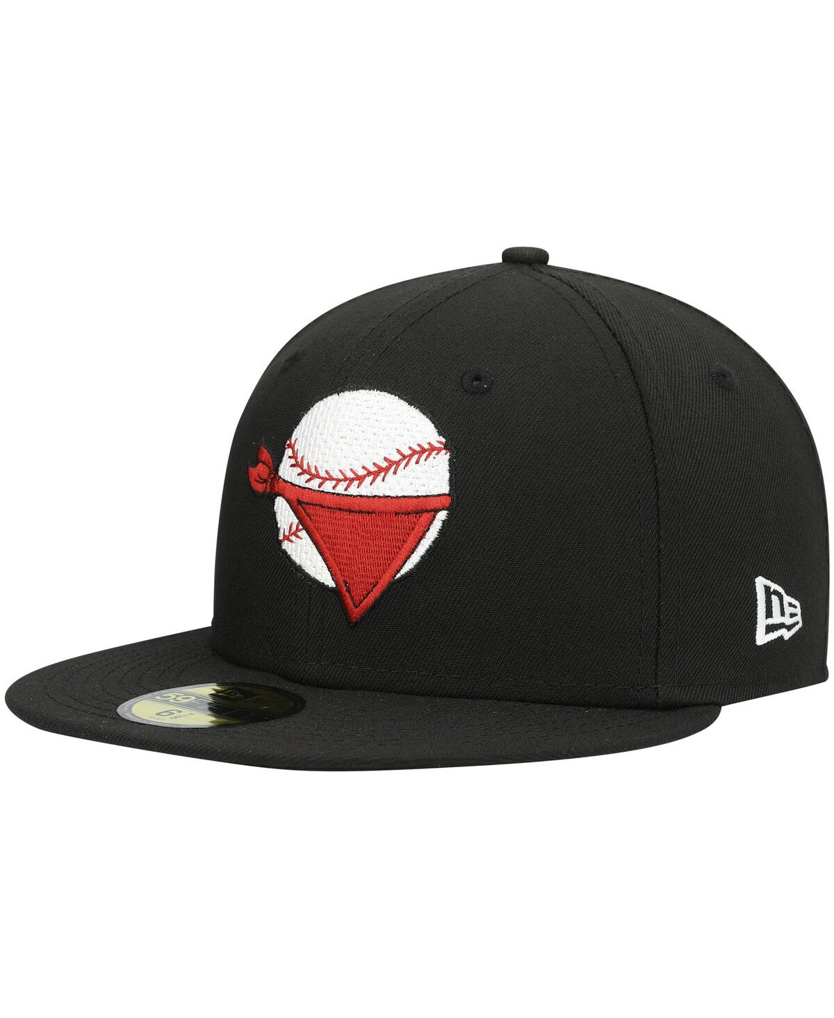 NEW ERA MEN'S NEW ERA BLACK QUAD CITIES RIVER BANDITS AUTHENTIC COLLECTION ROAD 59FIFTY FITTED HAT 