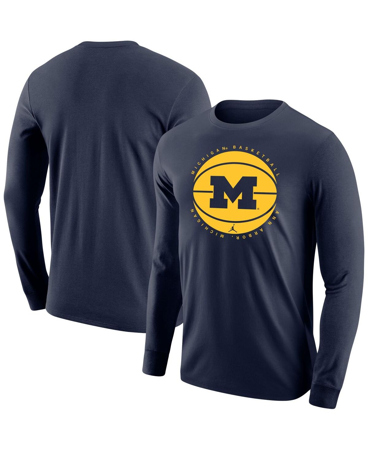Men's JordanMichigan Wolverines Basketball Long Sleeve T-shirt - Navy