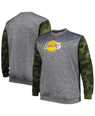Men's Heather Charcoal Los Angeles Lakers Big and Tall Camo Stitched Sweatshirt