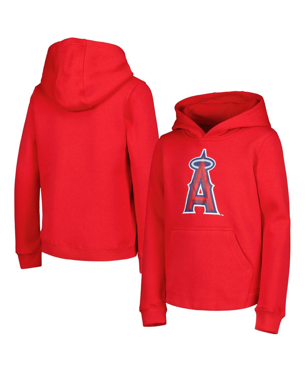 Shop Outerstuff Big Boys And Girls Red Los Angeles Angels Team Primary Logo Pullover Hoodie
