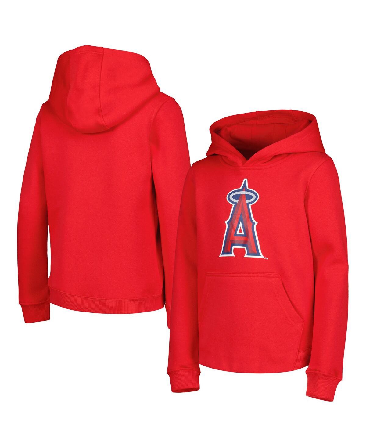 Outerstuff Toddler Red Los Angeles Angels Team Primary Logo Fleece Pullover Hoodie In Red