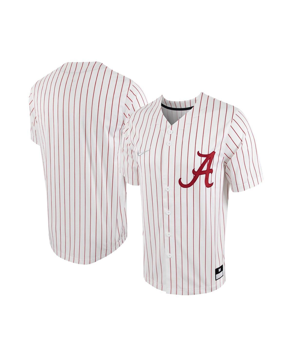 Men's Nike Crimson Alabama Crimson Tide Pinstripe Replica Full-Button Baseball Jersey - Crimson