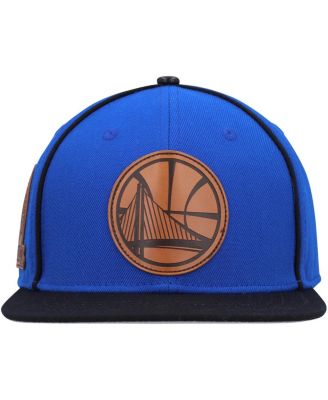 Men's Royal, Black Golden State Warriors Heritage Leather Patch Snapback Hat
