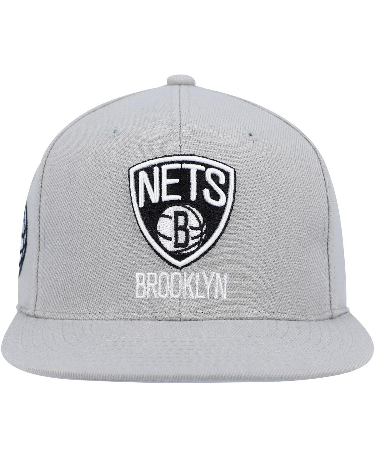 Mitchell & Ness Men's  Gray Brooklyn Nets Side Core 2.0 Snapback Hat In Gray