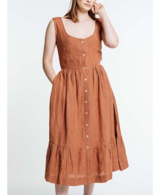 brown ed hardy dress PRETTYGARDEN Women's Flowy Maxi Dress Summer Sleeveless V Neck Spaghet main image 1