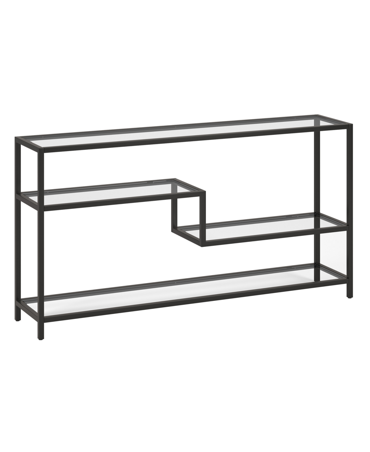 Hudson & Canal Mathis 55" Wide Metal Rectangular Console Table With Glass Top In Blackened Bronze