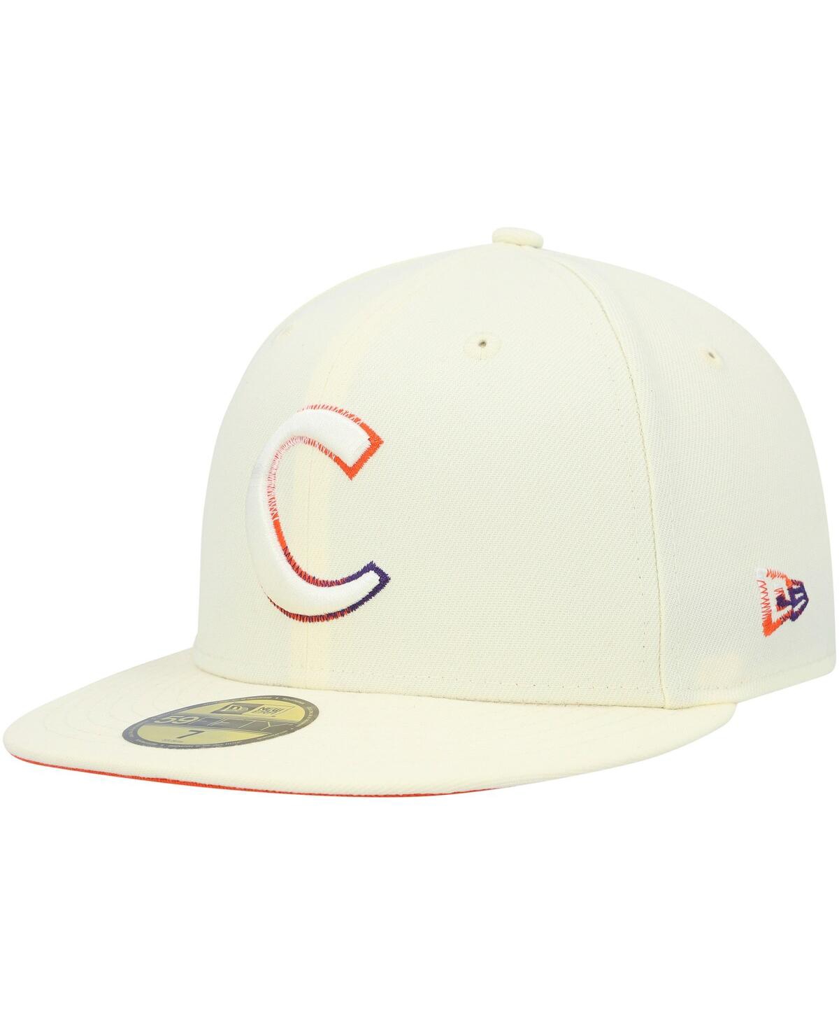 Men's New EraClemson Tigers Chrome Color Dim 59FIFTY Fitted Hat - White