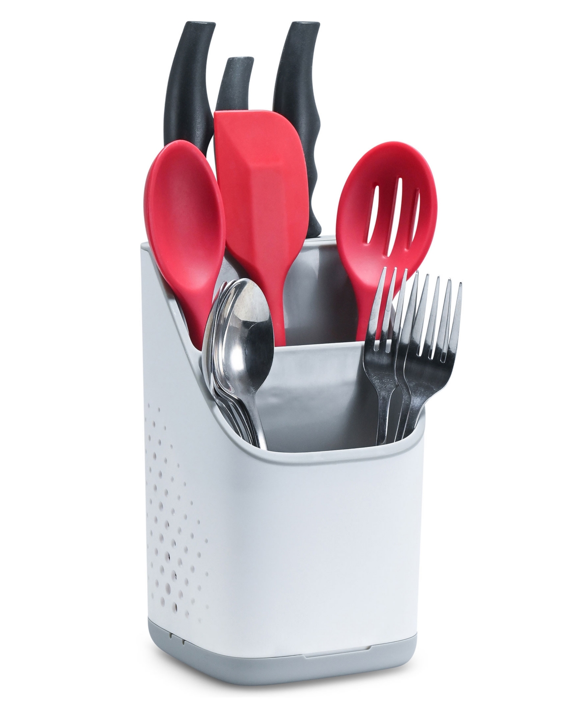 Cheer Collection Utensil Organizer Caddy And Drying Rack With Drip Tray In White